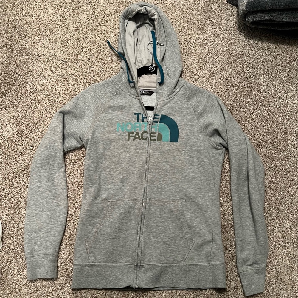 The North Face Womens Medium Gray Full Zip Hoodie with Drawstrings